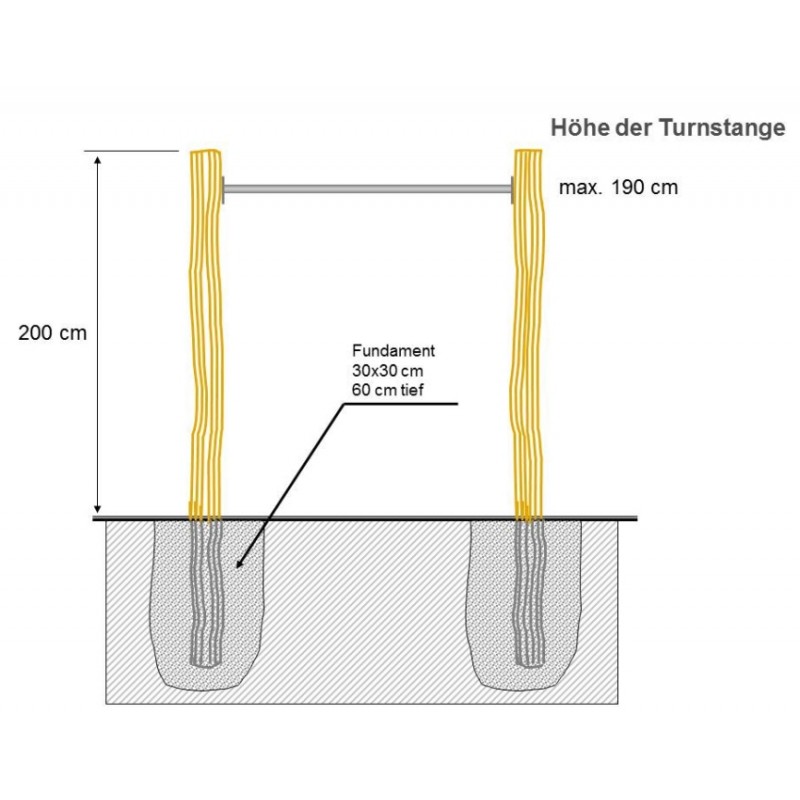 turnstangen.de Turnreck, Turnstange aus Robinie und V2A